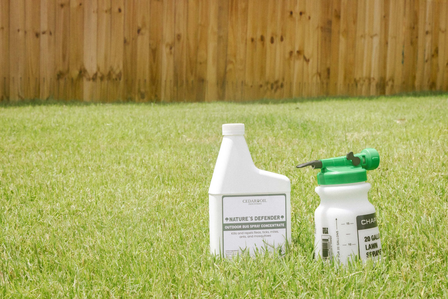 Nature's Defender - Outdoor Bug Spray Concentrate with Lawn Sprayer on grass